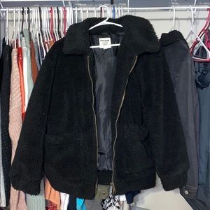 Garage black fur coat